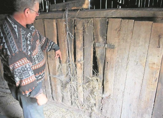 Przy tych drzwiach w stodole w Siedliskach Niemcy bestialsko zastrzelili rodzinę Baranków