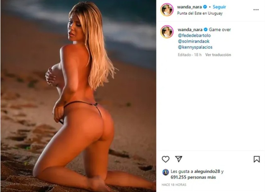 Wanda Nara znowu zaszokowała! Bezpruderyjna poza argentyńskiej bogini seksu na urugwajskiej plaży