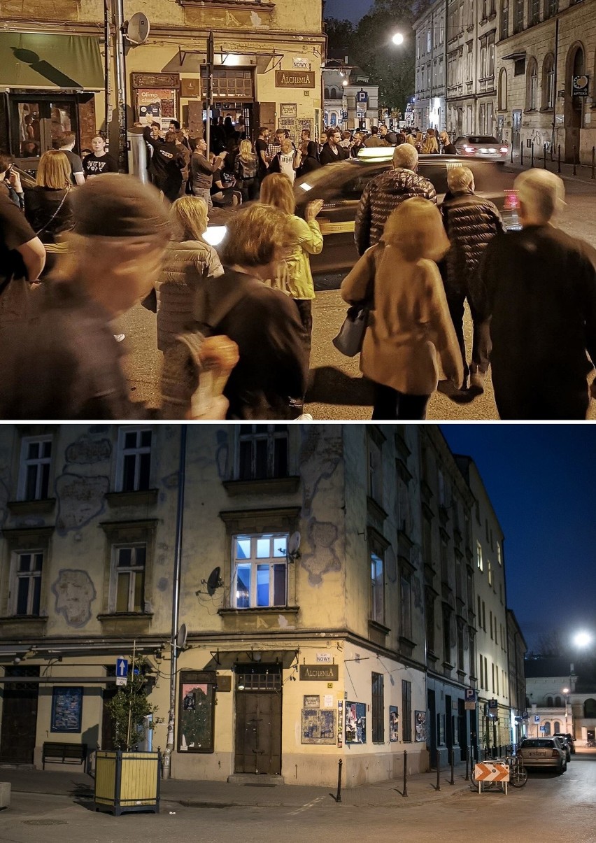 Kazimierz nocą: przed i w trakcie epidemii