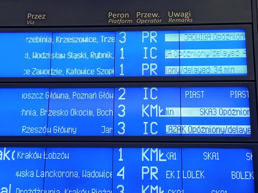Kraków Główny. Duże opóźnienia pociągów. Wśród przyczyn upały i usterki