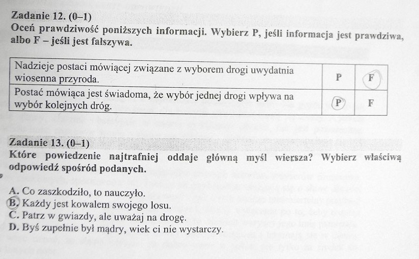 Egzamin gimnazjalny 2015. Polski - TEST, ODPOWIEDZI