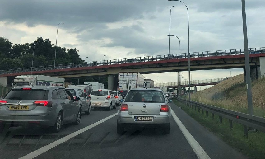 Zator na autostradzie A4 w kierunku Rzeszowa