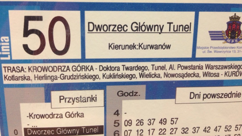 "Kurwanów" - wstydliwa literówka na rozkładzie jazdy. MPK przeprasza
