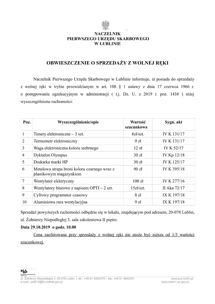 Licytacje Izby Administracji Skarbowej w woj. lubelskim. Samochody i nie tylko