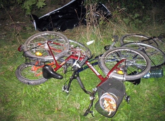 Turyści wybrali się rowerami na grzyby. W lesie zabłądzili i dlatego wracali do domu po zmroku.