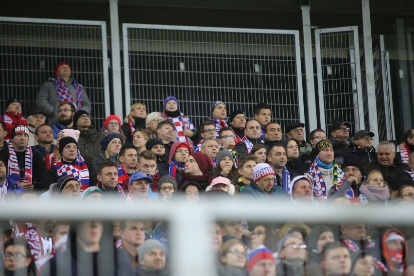 Kibice Górnika Zabrze na meczu z Lechem Poznań