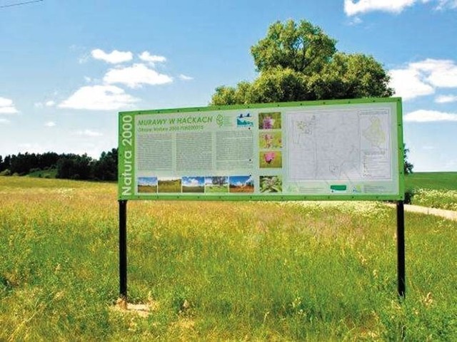 Taka tablica informacyjna została ustawiona w 2010 roku na obszarze Natura 2000 &#8211; Murawy w Haćkach.