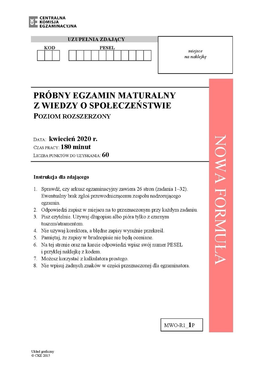 MATURA PRÓBNA 2020: WOS - poziom rozszerzony. Zobacz arkusz maturalny z 7 kwietnia i odpowiedzi z 15 kwietnia 2020 r. 