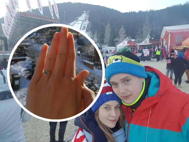Pojechali do Zakopanego kibicować skoczkom narciarskim. Bartek - jak się okazało - miał jeszcze jedną ważną „misję”. Oświadczył się Asi, a Asia zgodziła się zostać żoną Bartka. Gratulujemy!