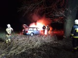 Pożar samochodu przy drodze między miejscowością Cedry Wielkie a Długie Pole. Kierowca zbiegł