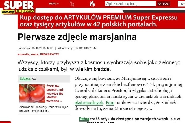 Pierwsze zdjęcie marsjanina