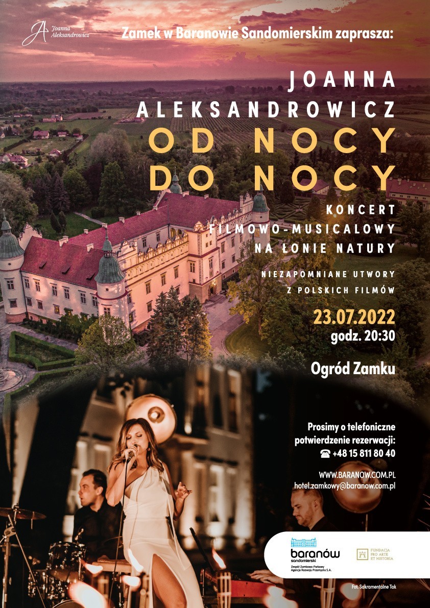 Koncert "Od nocy do nocy" w Tarnobrzegu i Baranowie Sandomierskim. Joanna Aleksandrowicz zaśpiewa utwory z filmów i musicali