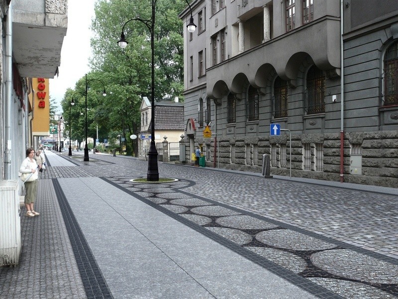 Wizualizacja odnowionych ulic w Centrum Slupska.