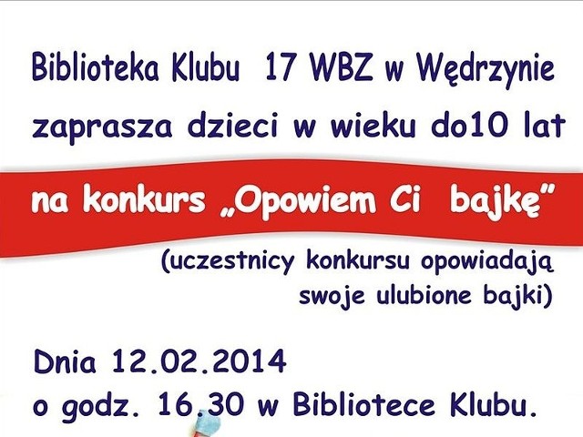 W środę w bibliotece Klubu Wojskowego w Wędrzynie pod Sulęcinem odbędzie się konkurs dla dzieci.