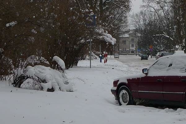 Bialostockie ulice zasypane są śniegiem.