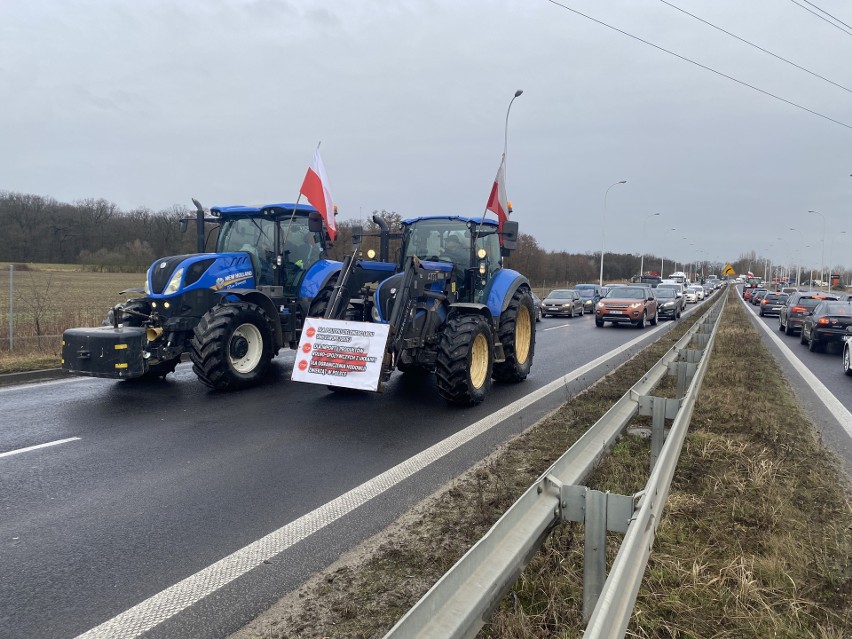 Protest rolników na wschodniej obwodnicy Wrocławia