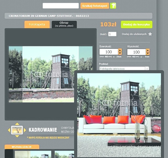 Wydruk ze strony internetowej firmy reklamującej projekt z wieżą strażniczą KL Stutthof