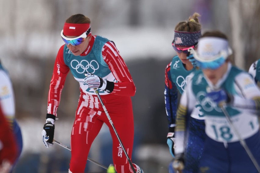 Justyna Kowalczyk na trasie biegu łączonego w Alpensia...