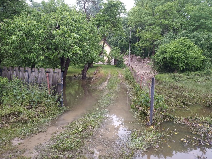 Jedno z podtopionych gospodarstw w gminie Solec nad Wisłą.
