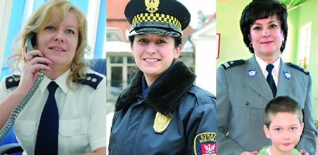 Funkcjonariuszki (od lewej) Katarzyna Lewandowska, Anna Charytoniuk i Aniela Monach przekonują, że fajnie jest być kobietą w mundurze