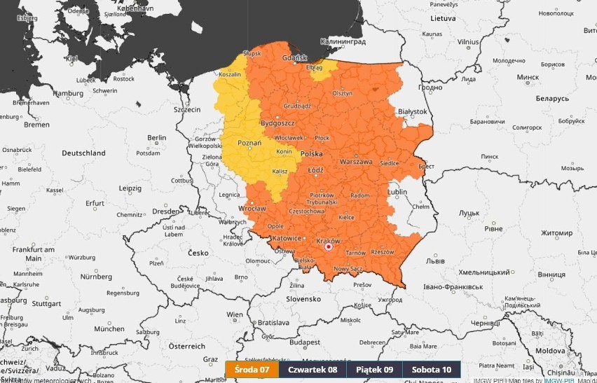 Ostrzeżenie IMGW na środę, 7 lipca