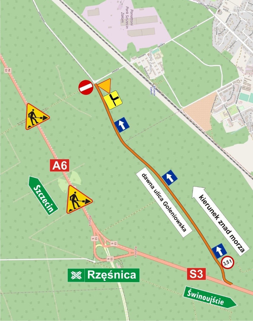 Mniejsze korki na A6: otwarto przejazd byłą ulicą Goleniowską 