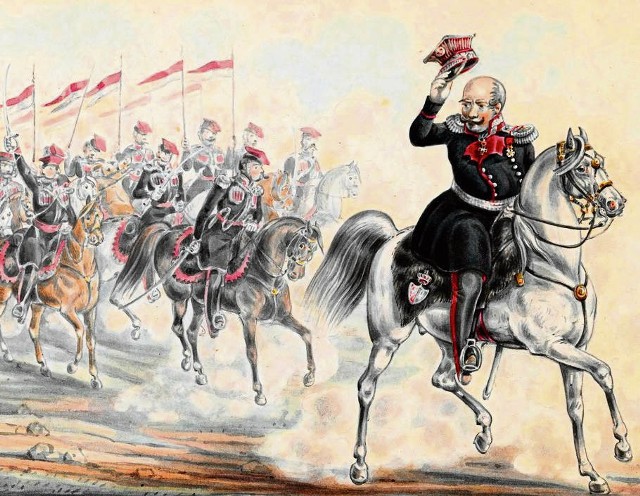 Gen. Józef Dwernicki na czele szwadronu krakusów