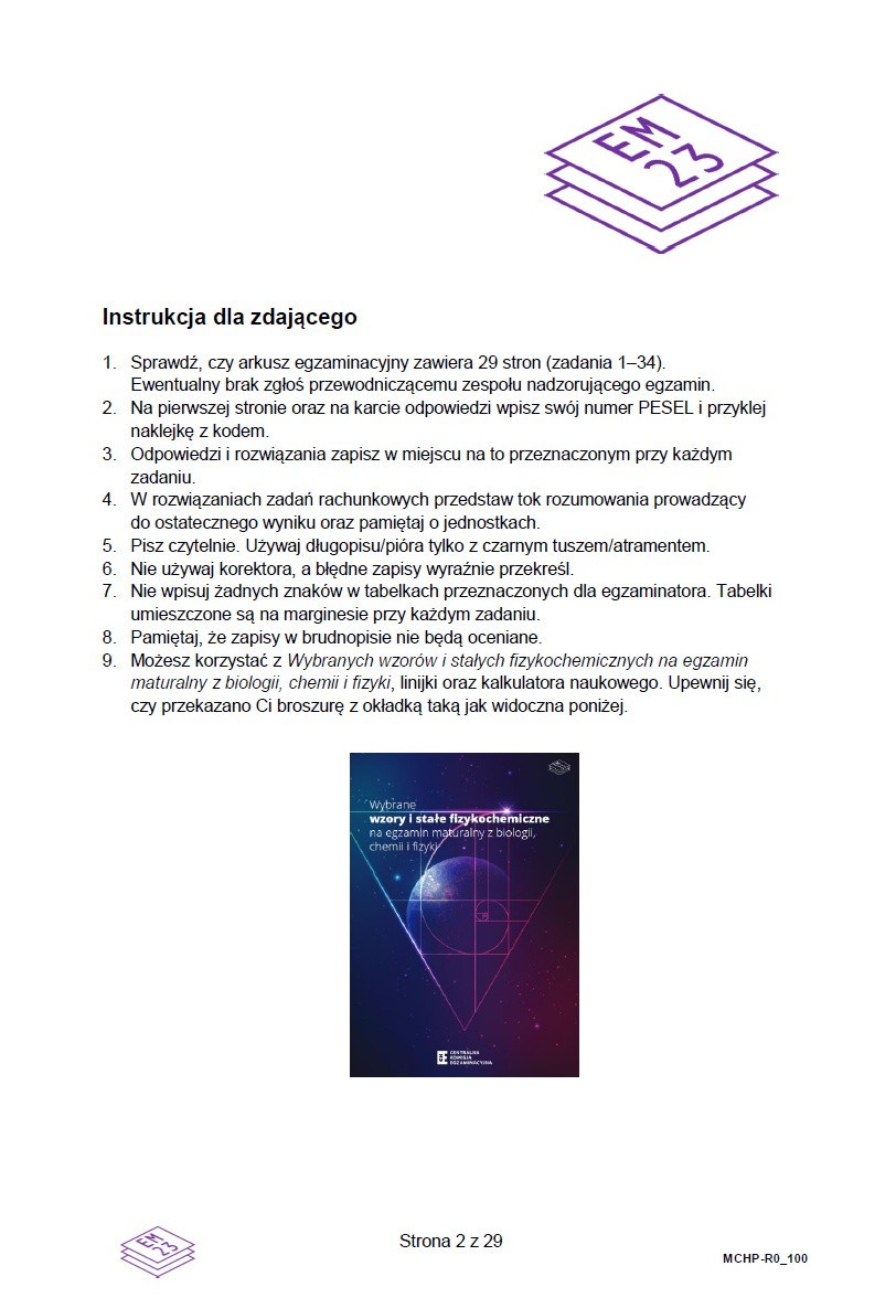 Arkusz maturalny z chemii (formuła 2023) | Portal i.pl