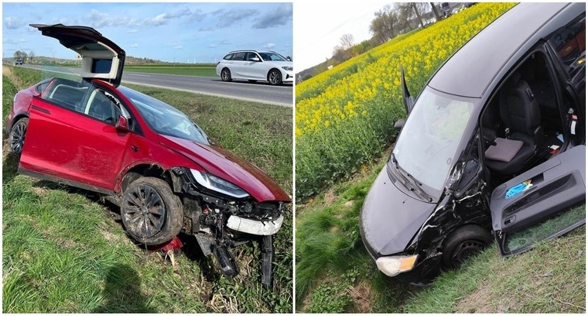 Seria wypadków w okolicy Świdnicy na Dolnym Śląsku. 4 rozbite samochody, 2 osoby ranne