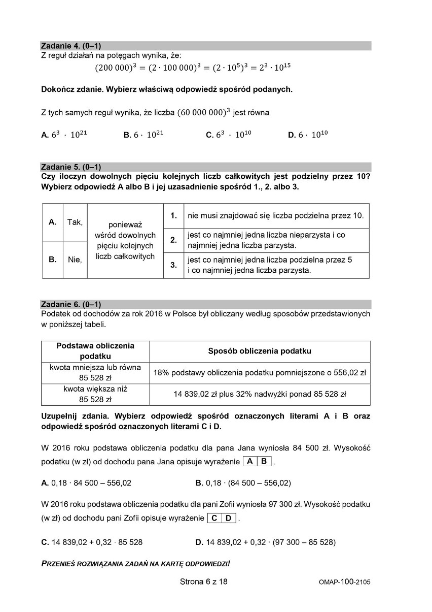 Egzamin ósmoklasisty 2021 MATEMATYKA - arkusz CKE i odpowiedzi. Jakie zadania były na egzaminie 8-klasisty? 26.05