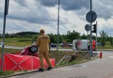 Śmiertelny wypadek na obwodnicy Mrągowa. Fiat dachował po wymuszeniu pierwszeństwa