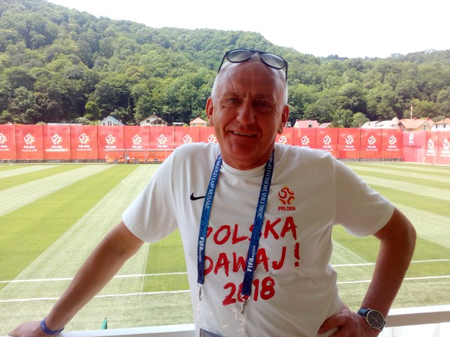 Mirosław Malinowski na stadionie Sputnik Sport, gdzie trenuje polska reprezentacja w Soczi