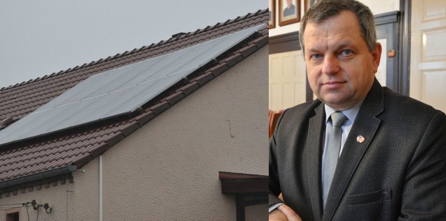 - Nie złamałem prawa, mam również prawo jako osoba fizyczna korzystać z dotacji - mówi wójt Waldemar Czaja. Na zdjęciu obok widać baterie słoneczne zamontowane na dachu jego domu w Zębowicach.