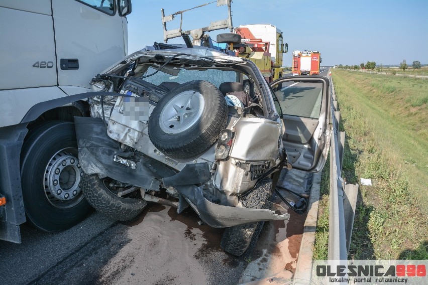 Wypadek na S8 pod Oleśnicą - 3 września 2018
