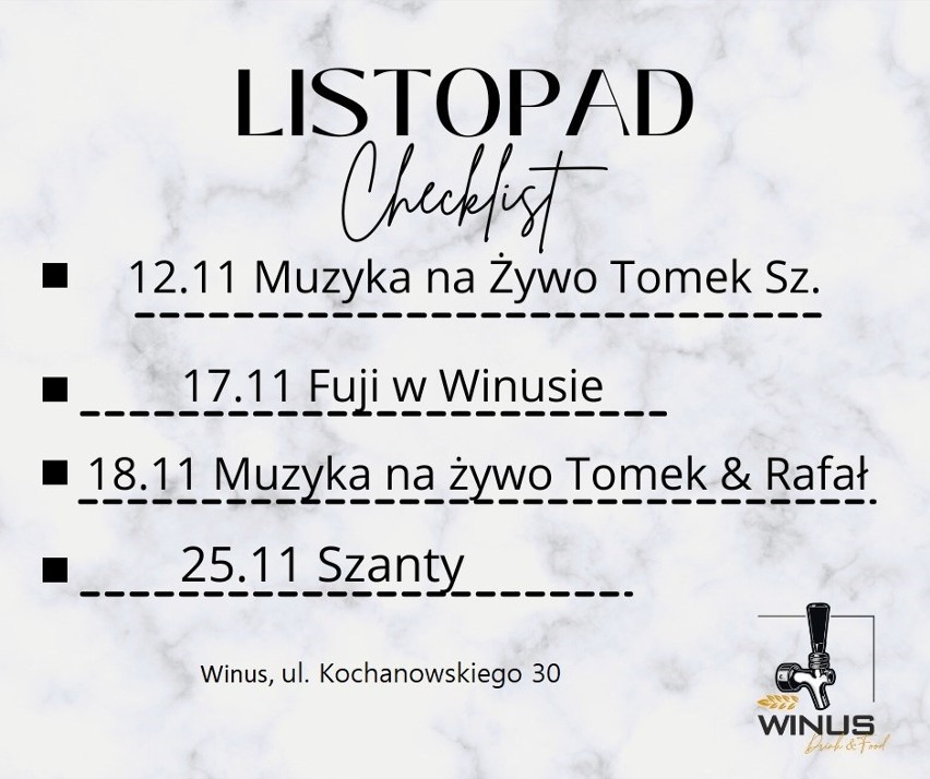 NOWY SĄCZ
Piątek - 18 listopada
Koncerty w klubie Winus
