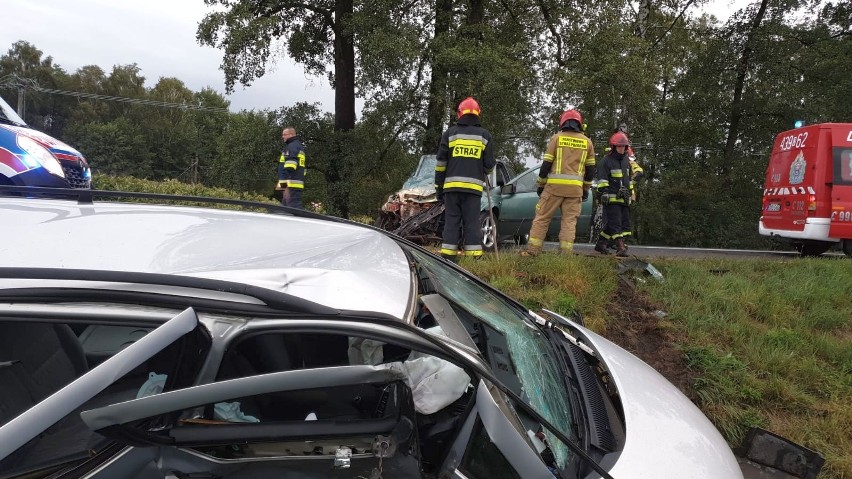 Wypadek na DK45 pod Wołczynem.