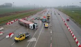 Wypadek ukraińskiego tira na autostradzie A4 w Hruszowicach. Kierowca był pijany [ZDJĘCIA, WIDEO Z DRONA]