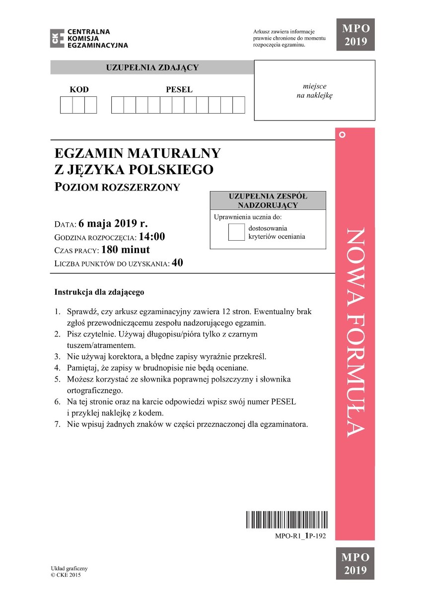 Matura 2019 POLSKI ROZSZERZENIE. Jakie będą tematy? Arkusz CKE na maturę z polskiego poziom rozszerzony 6.05.2019