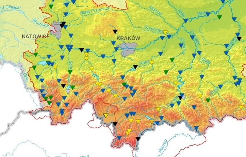 Ulewy w zlewni górnej Wisły są intensywne. Rzeki mogą...