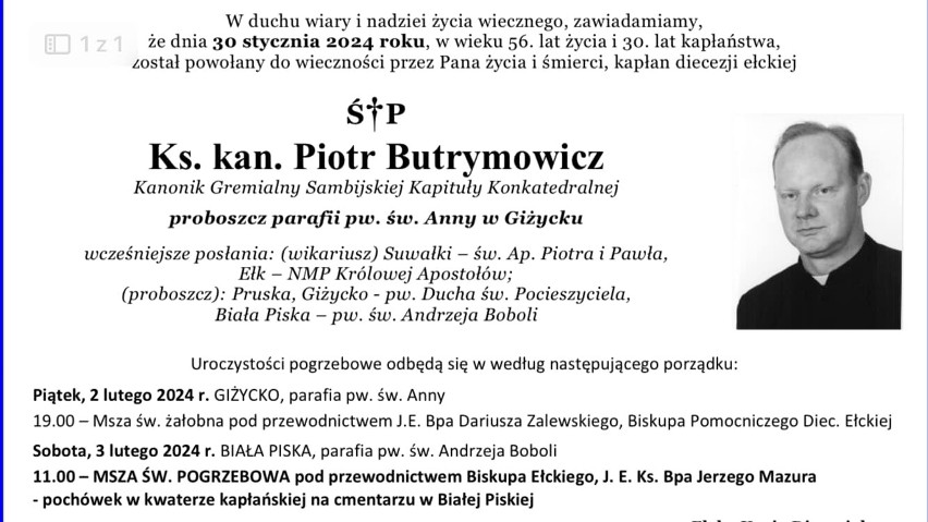 Nie żyje .ks Piotr Butrymowicz