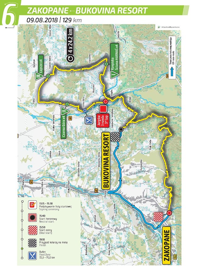 Tour de Pologne 2018: Etap 6 Zakopane - Bukovina: Resort Tutaj już nie ma mowy o płaskim terenie lub górkach. Tutaj liczy się już tylko siła i wytrzymałość, ponieważ oprócz przeciwnika trzeba również pokonać Tatry. Zobacz Tour de Pologne 2018: Etap 6 Zakopane - Bukovina Resort 129 km TRASA + MAPY + UTRUDNIENIA