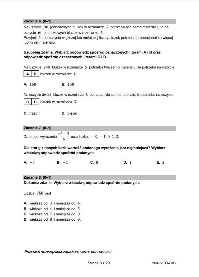 Egzamin ósmoklasisty 2022 matematyka. Odpowiedzi, zadania i arkusze CKE. Co było na egzaminie z matematyki? (25.05.2022)