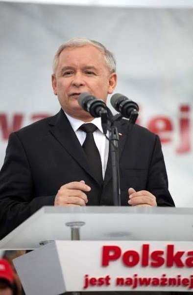 Jarosław Kaczyński na spotkaniu w Łomży.