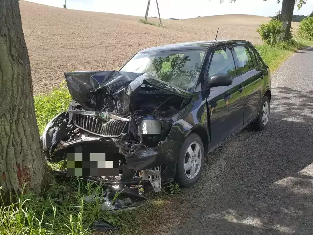 Wypadek koło Szczecinka. Rozbity pojazd został na drodze