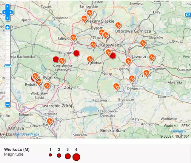 Oto mapa wstrząsów GIG ze stycznia 2020. Na kolejnych planszach: najsilniejsze wstrząsy ostatnich miesięcy