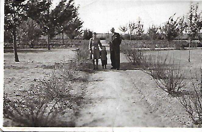 Inż. Czesław Danielewicz z żoną i synem w ogrodzie.
