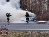 Nieporaz. Na autostradzie A4 palił się fiat panda. Kierowca i pasażer zdążyli uciec [ZDJĘCIA]