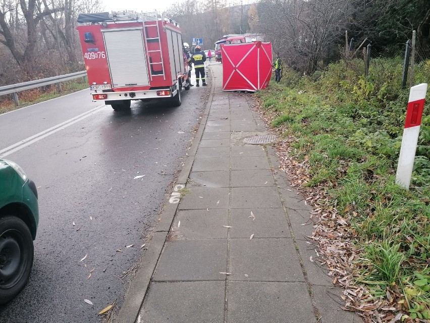 Żegocina. Tragedia na drodze wojewódzkiej. Młoda kobieta zginęła przygnieciona przez auto [ZDJĘCIA] 21.11