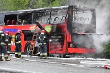 Na trasie krajowej S7, koło węzła Wiśniówka spłonął autobus! 