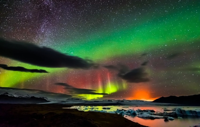 Aurora Milky Way Volcano